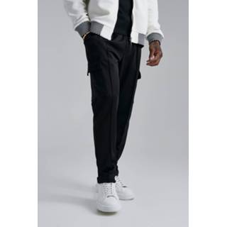 👉 Scuba Slim Fit Cargo Joggingbroek Met Biezen, Black