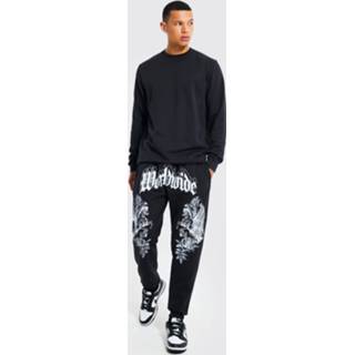 👉 Tall Worldwide Gothic Trainingspak Met Trui En Print, Black