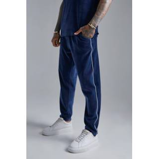 Slim Fit Korte velours Joggingbroek Met Biezen, Navy s marine Joggingbroek velours s marine Slim Fit Korte Met Biezen, Navy 1648114830