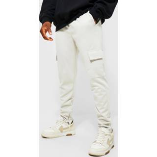 👉 Skinny Fit Cargo Joggingbroek, Light Grey