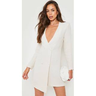 👉 Kraagloze Bouclé Blazer Jurk, White