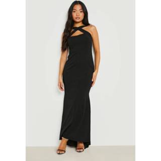 👉 Petite Gekruiste Scuba Maxi Jurk, Black