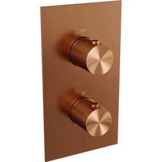 👉 Koper Geborsteld PVD messing bouw thermostaatkraan Copper Carving clusief Brauer 3-weg inbouwthermostaat 8720359391780