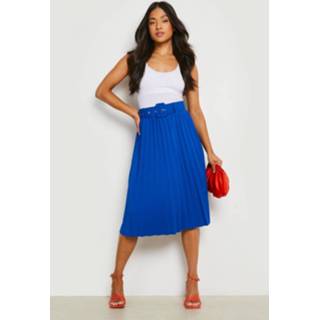 👉 Midi rok cobalt Petite Geplooide Met Ceintuur,