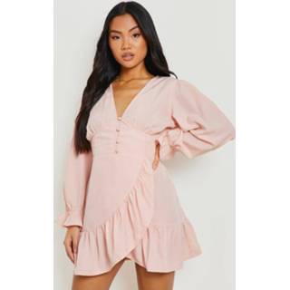 👉 Petite Mini Jurk Met V-Hals En Ruches, Blush