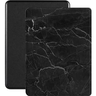 👉 Leer zwart Lunso - Vegan saffiano leren sleepcover hoes Kobo Glo / HD Touch 2.0 (6 inch) Marble Shire 8720791571047