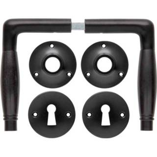 👉 Deurklink zwart De Oude set - Deco mat met ronde sleutelrozetten 9504224924391