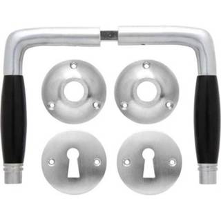 👉 Deurklink nikkel De Oude set - Deco mat geborsteld met ronde sleutelrozetten 9502932146760