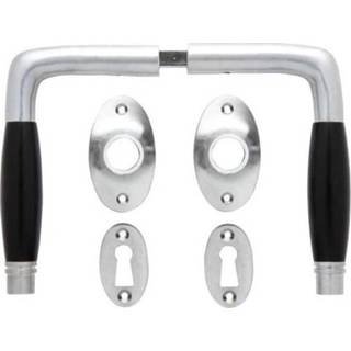 👉 Deurklink nikkel De Oude set - Deco mat met ovale sleutelrozetten 9509634385497