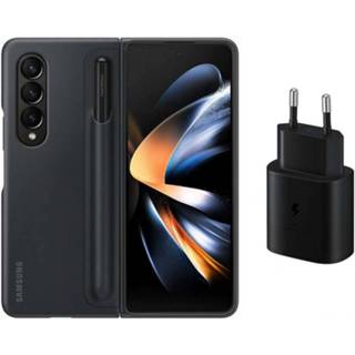 👉 Flipcover zwart Back Cover Flip Samsung Galaxy Z Fold 4 Hoesje - met S-Pen + Travel Adapter 25W 8806094636918