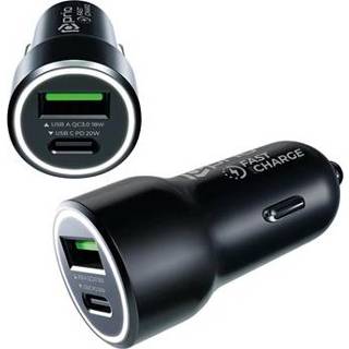 Snellader zwart Prio Autolader - USB-C, USB-A 4251488659938