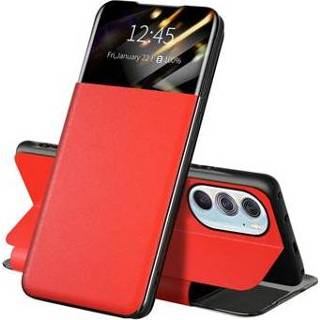 👉 Flipcase rood Motorola Edge X30 Front Smart View Flip Case - 5714122052483