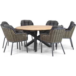 👉 Tuinset antracite wicker dining sets grijs-antraciet Santika Fasano/Fabriano 150 cm 7-delig 7434219964946