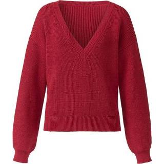 👉 Pullover met V-hals van bio-merinowol en bio-katoen, framboos 46 4052173868310