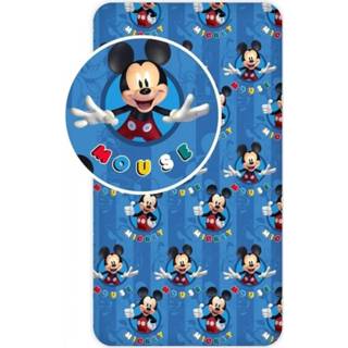 👉 Hoeslaken blauw katoen antraciet Disney Mickey Mouse eenpersoons 90 x 200 cm - 5714710005389