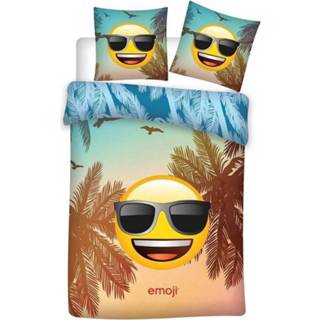 👉 Dekbedovertrek katoen antraciet Emoji Sunglass 140 x 200 cm 5425039187839