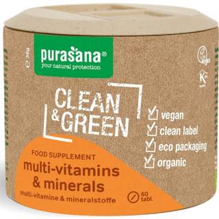 👉 Mineraal donkergroen Purasana Clean & Green Multi-Vitamins Minerals Tabletten 5400706616492