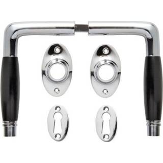 👉 Deurklink nikkel De Oude set - Deco glanzend met ovale sleutelrozetten 9509353669731