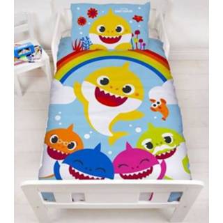 👉 Peuterdekbedovertrek antraciet baby's peuters Babyshark rainbow 120 x 150 cm 5056197141533