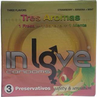 👉 Smaak condoom latex rood In Love Tres Aromas - 3 Condooms De Smaken Aardbei, Banaan En Mint 5855334178506