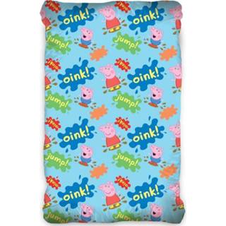 👉 Hoeslaken katoen antraciet Peppa Pig Oink! eenpersoons 90 x 200 cm 8592850410112