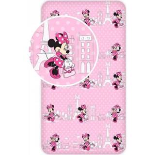👉 Hoeslaken katoen antraciet Minnie Mouse Parijs eenpersoons 90 x 200 cm 5714710005402