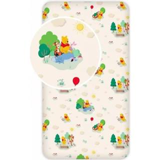 👉 Hoeslaken katoen antraciet Winnie the Pooh eenpersoons 90 x 200 cm 5714710005334
