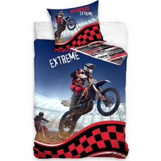 👉 Dekbedovertrek katoen antraciet motorcross 140 x 200 cm - 70 90 100% 5902689477027