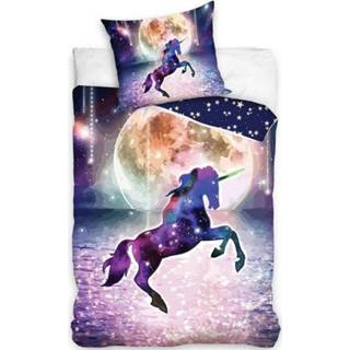 👉 Dekbedovertrek katoen antraciet Dreamee Unicorn Moondancing 140 x 200 cm 5902689473876