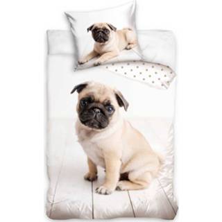 👉 Dekbedovertrek katoen antraciet DREAMEE Mops 140 x 200 cm 5902689498688