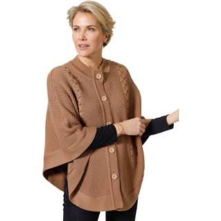 👉 Poncho effen vrouwen camel van een mix breipatronen MONA 4055708963450