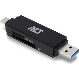 👉 Kaartlezer zwart active ACT USB 3.1 C en A 8716065491036