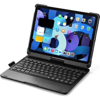 👉 Toetsenbordhoes zwart active Toetsenbord Hoes geschikt voor iPad Air 10.9 (2020) - Bluetooth Tablethoes 360 graden draaibaar verlichting