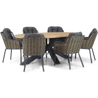 👉 Tuinset antracite wicker dining sets grijs-antraciet Santika Fasano/Brookline 240 cm ovaal 7-delig 7434222272281