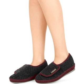 👉 Pantoffels antraciet bordeaux synthetisch effen vrouwen Pantoffel Schawos Antraciet/Bordeaux