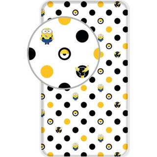 👉 Hoeslaken katoen antraciet Minions Dots Eenpersoons - 90 x 200 cm 8592753025482