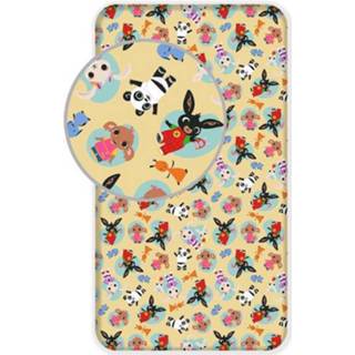 👉 Hoeslaken geel katoen antraciet Bing Bunny Friends - Eenpersoons 90 x 200 cm 8592753025178