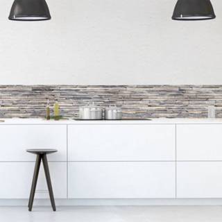 👉 Muursticker antraciet Border Keukenwand - stenen (195 x 23,5 cm)