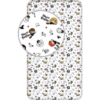 👉 Hoeslaken wit katoen antraciet Harry Potter Icons - Eenpersoons 90 x 200 cm pre order 8592753030998