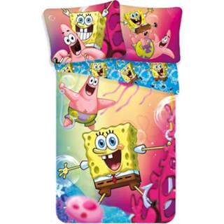 👉 Dekbedovertrek katoen antraciet SpongeBob Fun - Eenpersoons 140 x 200 cm Multi 8592753020920