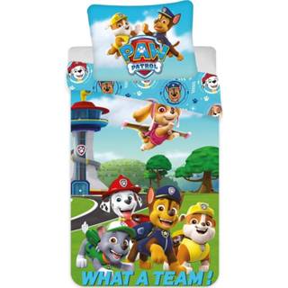 👉 Dekbedovertrek katoen antraciet PAW Patrol What a Team! - Eenpersoons 140 x 200 cm 5710756045952