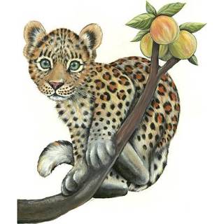 👉 Muursticker antraciet baby's Baby luipaard op tak 40 x cm
