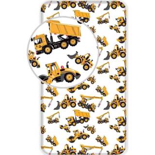 👉 Hoeslaken katoen antraciet Traktor Bouw - Eenpersoons 90 x 200 cm 8592753027967