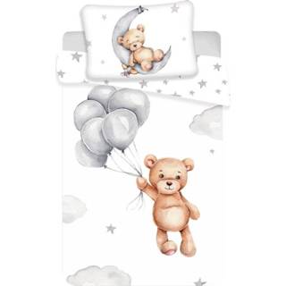👉 Peuterdekbedovertrek antraciet peuters Sweet Home Teddybear & Ballonnen - 100 x 135 cm PRE ORDER 8592753027547