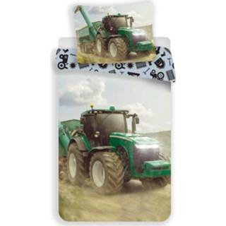 👉 Dekbedovertrek katoen antraciet Traktor - Eenpersoons 140 x 200 cm Multi 8592753024133