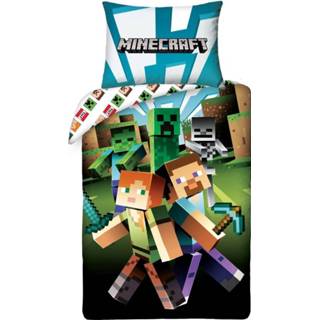 👉 Dekbedovertrek katoen antraciet Minecraft Monster Spawn - 140 x 200 cm 5902729049429