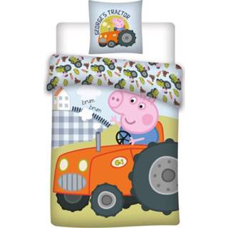 👉 Dekbedovertrek katoen antraciet Peppa Pig Tractor - 100 x 140 cm 5407007980567