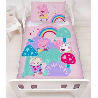 👉 Peuterdekbedovertrek antraciet peuters Peppa Pig Rainbow 120 x 150 cm 5056197142295