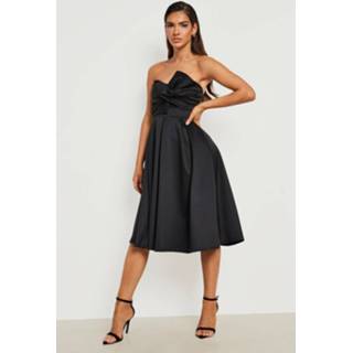 👉 Scuba Bandeau Midi Skater Jurk Met Strik, Black