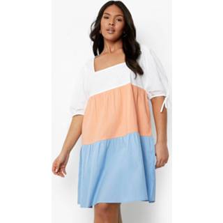 👉 Midi jurk multi Plus Colour Block Met Laagjes,